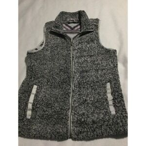 Cruel Girl Sherpa Vest Gray Aztec Print Lined Zip Front Women's Size Medium